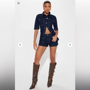 Fashion Nova Dark Wash Denim Matching Set 💙
